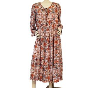 Downing Studio Floral Dress - Size 2X, Orange/Navy Floral Print - New with Tag
